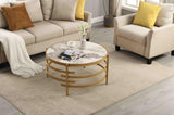 ZNTS 32.48'' Round Coffee Table With Sintered Stone Top&Sturdy Metal Frame, Modern Coffee Table for W1071P144334