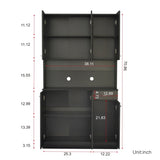 ZNTS 70.87" Tall Wardrobe& Kitchen Cabinet, with 6-Doors, 1-Open Shelves and 1-Drawer for bedroom,Black 20002895