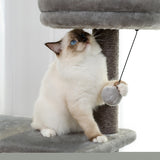 ZNTS Wooden Cat Tree 4 Levels Platform for Large Cats Featuring with Fully Scratching Posts, Hammock, 63522001