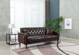 ZNTS Brown PU Leather Sponge Sofa, Indoor Sofa, Removable Wooden Feet, Tufted Buttons 62729230