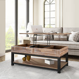 ZNTS U-style Lift Top Coffee Table with Inner Storage Space and Shelf WF298652AAN