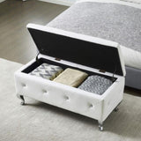 ZNTS Upholstered Storage Ottoman Bench For Bedroom End Of Bed Faux Leather Rectangular Storage Benches W2268P146682
