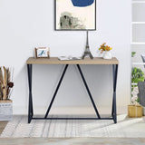 ZNTS 47.2'' Sofa Table; Wood Rectangle Console Table with Metal Frame - Oak & Black W131470833