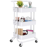 ZNTS Three-layer mesh utility cart, rolling cart with handle and lockable wheel, multi-function storage 75500427