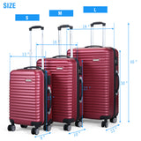 ZNTS 3-Piece Expandable Suitcase with Code Lock, Spinner Carry-On Luggage with 8 Wheels, 20/24/28 Inches, W104152409