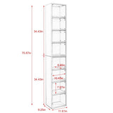 ZNTS 8-Tier Media Tower Rack, CD DVD Slim Storage Cabinet with Adjustable Shelves, Tall Narrow Bookcase W1781105107
