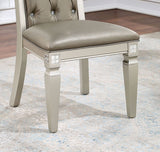 ZNTS Formal Traditional Set of 2 Dining Chairs Champagne / Warm Grey Solid wood Leatherette Cushion B011106629