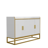 ZNTS Modern Kitchen Buffet Storage Cabinet Cupboard White Gloss with Metal Legs for living room Kitchen W876134665