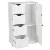 ZNTS Single Door Bathroom Storage Cabinet with 4 Drawers White 89838254