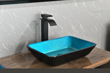 ZNTS 18.125" L -13.0" W -4 1/8" H Handmade Countertop Glass Rectangular Vessel Bathroom Sink Set in W92851589