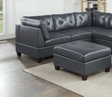 ZNTS Contemporary Genuine Leather 1pc Ottoman Black Color Tufted Seat Living Room Furniture B01156171