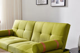 ZNTS Convertible Sofa Bed Futon with Solid Wood Legs Linen Fabric Musterd Green W1097125594