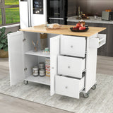 ZNTS Rolling Mobile Kitchen Island with Solid Wood Top Locking Wheels,52.7 Inch Width,Storage Cabinet WF287035AAW