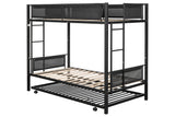 ZNTS Metal Twin over twin bunk bed with Trundle/ Sturdy Metal Frame/ Noise-Free Wood Slats/ Comfortable W42773231