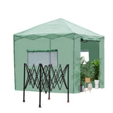 ZNTS 8*8ft Plastic Sprayed Iron Pipe PE Mesh Foldable Greenhouse Shed Green 54320059
