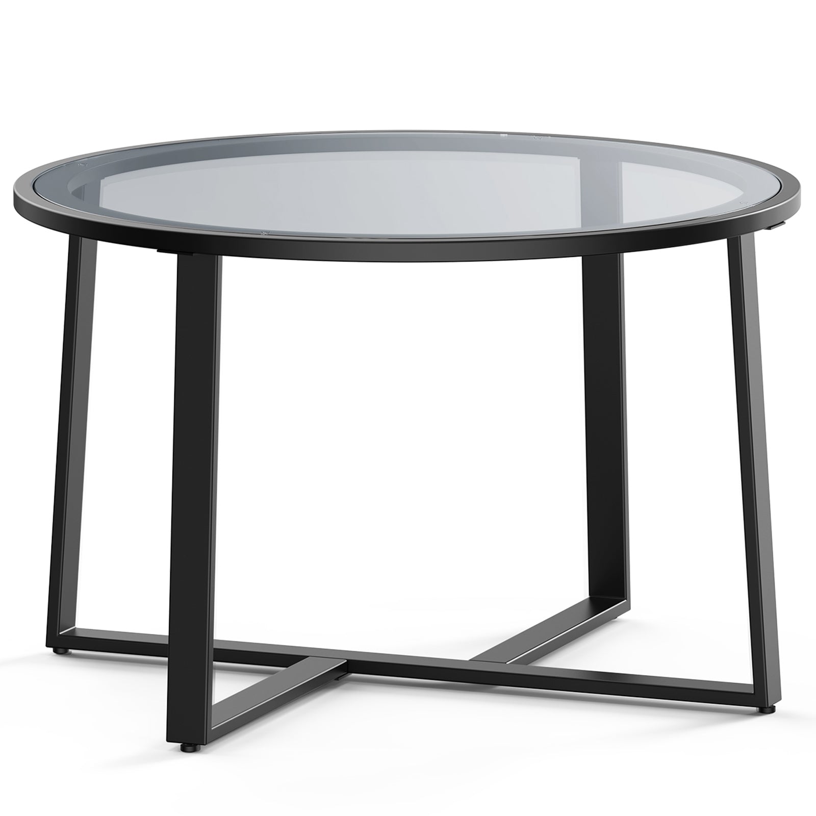 ZNTS Evajoy 27.6" Black Coffee Table with Tempered Clear Glass 14248795