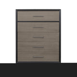 ZNTS Modern Two-Tone Finish 1pc Chest of Drawers Walnut Veneer Tapered Turned Legs Bedroom Furniture B01146554