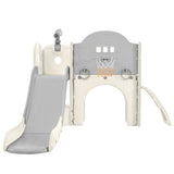 ZNTS Kids Slide Playset Structure 7 in 1, Freestanding Spaceship Set with Slide, Arch Tunnel, Ring Toss PP319756AAE