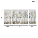 ZNTS Gold Foil Triptych 3-piece Canvas Wall Art Set B03598852