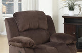 ZNTS Motion Recliner Chair 1pc Rocker Recliner Couch Living Room Furniture Chocolate Padded Suede Metal B011P163887