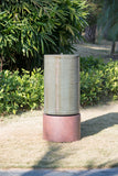 ZNTS 44" Tall Large Modern Cylinder Ribbed Tower Water Fountain With Rustic Base, Contemporary Antique W2078125153