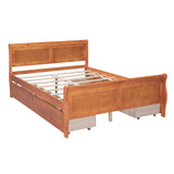 ZNTS Full Size Wood Platform Bed with 4 Drawers and Streamlined Headboard & Footboard, Oak WF308631AAD