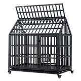 ZNTS Heavy Duty Dog Cage pet Crate with Roof & window on roof W206115370