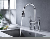 ZNTS Bridge Kitchen Faucet with Pull-Down Sprayhead in Spot W92850245