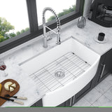 ZNTS White Farmhouse Sink - 30 inch White Sink Ceramic Arch Edge Apron Front Single Bowl Farm W124352759
