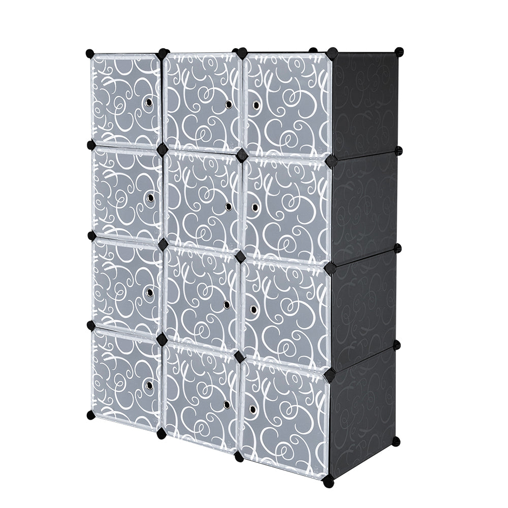 ZNTS Cube Storage 12-Cube Closet Organizer Storage Shelves Cubes Organizer DIY Closet Cabinet with Doors 90598085