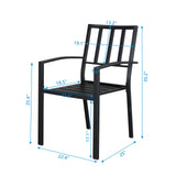 ZNTS 2pcs Backrest Vertical Grid Wrought Iron Dining Chair Black 46170760