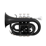 ZNTS Brass Bb Pocket Trumpet Mini Trumpet with 7C Mouthpiece Black 29073458
