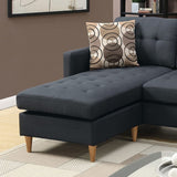 ZNTS Black Polyfiber Sectional Sofa Living Room Furniture Reversible Chaise Couch Pillows Tufted Back B01149143