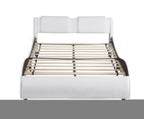 ZNTS Full Size Upholstered Faux Leather Platform Bed with LED Light Bed Frame with Slatted - White WF296647AAK