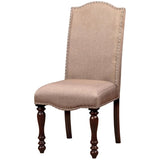 ZNTS Transitional Antique Cherry Beige Set of 2pc Side Chairs Padded Fabric Turned Legs Dining Room B011P152638