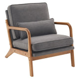 ZNTS Oak Armrest Oak Upholstered Single Lounge Chair Indoor Lounge Chair Dark Grey 17272557