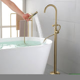 ZNTS Single Handle Floor Mounted Clawfoot Tub Faucet NK0865