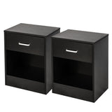 ZNTS 2pcs Night Stands with Drawer Black 86779372