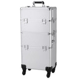 ZNTS 3 in 1 Aluminum Cosmetic Makeup Case Tattoo Box Silver 05913846