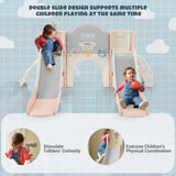 ZNTS Kids Slide Playset Structure 7 in 1, Freestanding Spaceship Set with Slide, Arch Tunnel, Ring Toss PP322884AAH