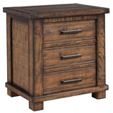 ZNTS Rustic Three Drawer Reclaimed Solid Wood Framhouse Nightstand WF298401AAD