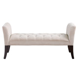 ZNTS Bed end bench, button tufted design, bedroom entrance bench with armrest and solid wood legs, W1897113159