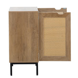 ZNTS Rustic Accent Storage Cabinet with 2 Rattan Doors, Mid Century Natural Wood Sideboard Furniture for W1908119444