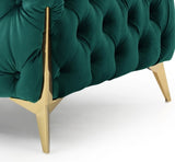 ZNTS Moderno Tufted Loveseat Finished in Velvet Fabric in Green 808857602978