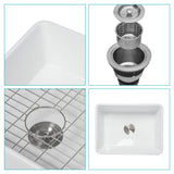 ZNTS Ceramic White 24 inch Kitchen Single Bowl Farmhouse Sink Rectangular Vessel Sink W122551345