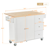 ZNTS Rolling Mobile Kitchen Island with Solid Wood Top Locking Wheels,52.7 Inch Width,Storage Cabinet WF287035AAW