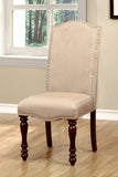 ZNTS Transitional Antique Cherry Beige Set of 2pc Side Chairs Padded Fabric Turned Legs Dining Room B011P152638