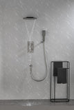 ZNTS Waterfall Spout Wall Mounted shower with Handheld Shower Systems Gun Gray Metal W92853687