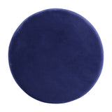 ZNTS 17.7" Decorative Round Shaped Ottoman with Metal Legs - Navy Blue and Gold W131472143