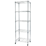 ZNTS 5-Tier NSF Heavy Duty Adjustable Storage Metal Rack with Wheels & Shelf Liners Ideal for Garage, 27377485